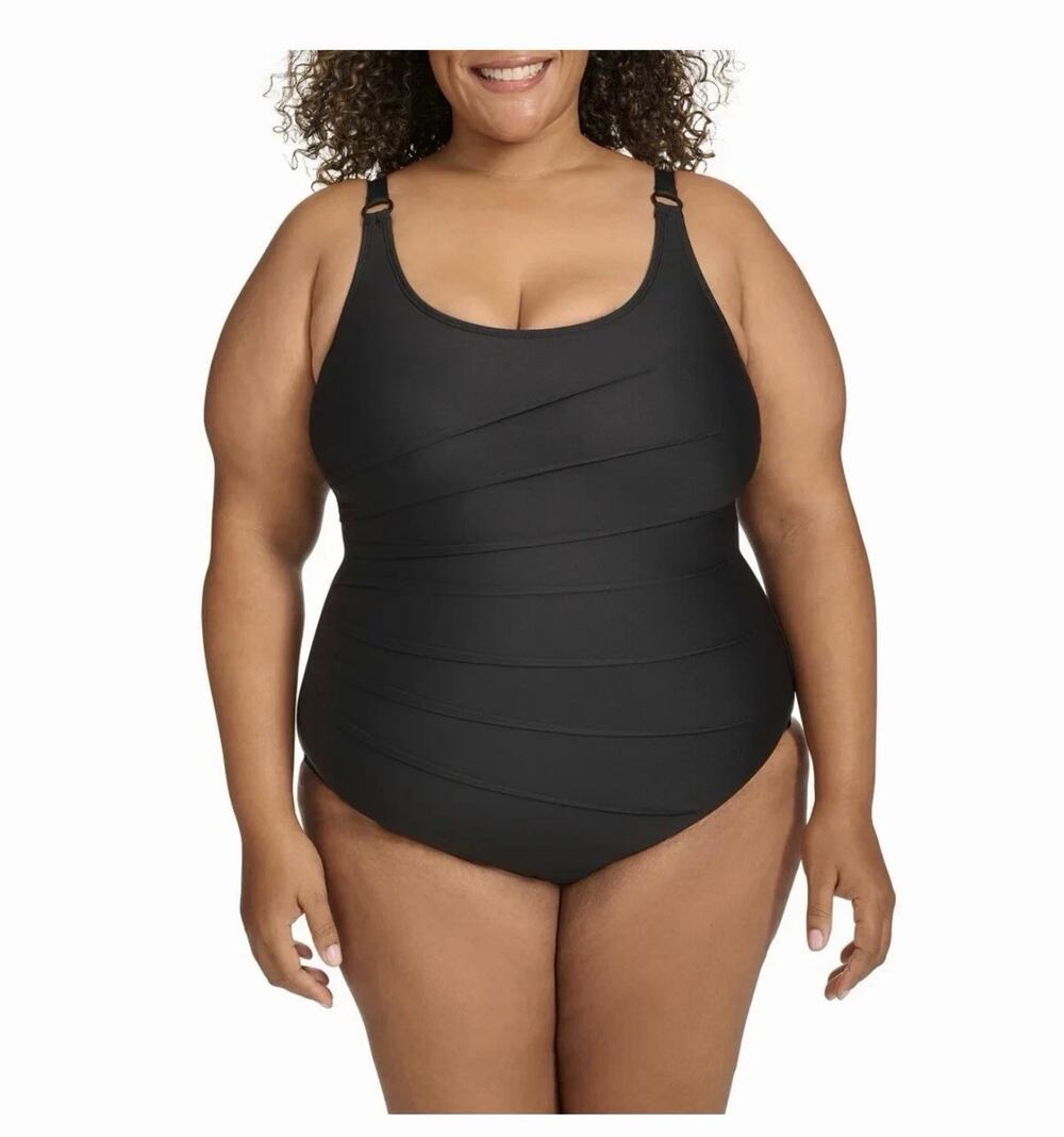 New DKNY Women's Swimsuit One-Piece Black XXL